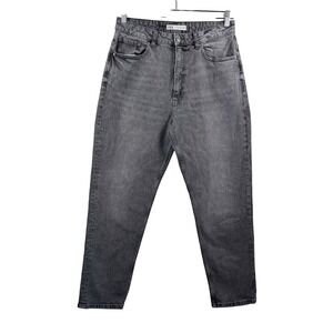 ZARA ankle Straight leg Jeans Charcoal Grey‎ sz 10 boho high waist